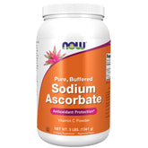 NOW Foods envase frontal de sodium ascorbate, presentación práctica y confiable