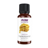 NOW Frontal del frasco de frankincense mostrando la etiqueta y pureza