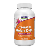 NOW Prenatal Gels frente del envase mostrando cantidad y marca, confianza de fabricación