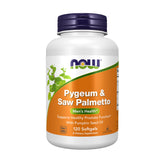 NOW Foods frasco frontal mostrando etiqueta y 120 softgels, ideal para apoyo prostático