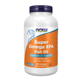 NOW Super Omega EPA vista frontal del envase con 240 cápsulas, confianza en calidad