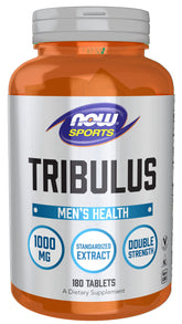 NOW Foods frasco Tribulus 1000 mg frente que muestra envase y cantidad