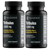 Nugenix Essentials Tribulus frontal del envase con etiqueta clara y beneficios