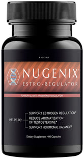 Nugenix Estro-Regulator envase frontal mostrando presentación y beneficio de regulación hormonal