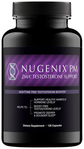 Nugenix PM ZMA frasco frontal mostrando etiqueta y beneficios visibles