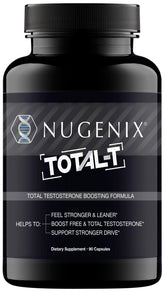 Nugenix Total-T frente del envase mostrando presentación y diseño, confianza de marca
