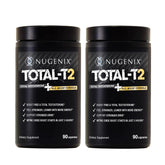Nugenix Total-T2 frente del envase mostrando fórmula y beneficios