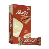 NuGo empaque frontal del sabor Churro mostrando beneficios y 15 g proteína
