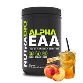 NutraBio Alpha EAA frasco frontal mostrando etiqueta clara y beneficios