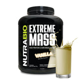 NutraBio envase frontal Extreme Mass mostrando diseño y tamaño beneficio claridad