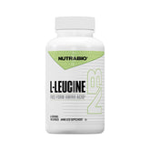 NutraBio envase frontal L‑Leucine mostrando claridad de ingredientes y beneficios