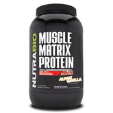 NutraBio envase frontal mostrando marca y beneficio de 25g proteína