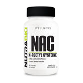 NutraBio envase frontal NAC 600 mg mostrando presentación y beneficios