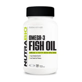 NutraBio frasco frontal mostrando 150 softgels y etiquetado claro