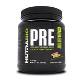 NutraBio bote frontal mostrando sabor cherry limeade y claridad de la fórmula