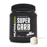 NutraBio Super Carb frente mostrando envase y beneficios de energía sostenida