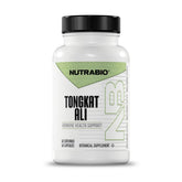NutraBio envase frontal de Tongkat Ali mostrando la marca y beneficio de energía