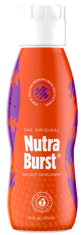 NUTRA BURST botella frontal mostrando la etiqueta y tamaño práctico
