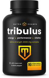 NutraChamps tribulus frontal del envase mostrando diseño y cantidad