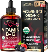 NUTRAHARMONY frente del empaque mostrando B12 orgánica y beneficio claridad