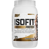 Nutrex Research envase IsoFit frontal mostrando sabor chocolate y diseño claro