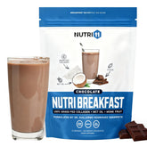 Nutri11 envase frontal NutriBreakfast chocolate mostrando beneficio práctico