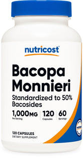 Nutricost frasco frontal mostrando 120 cápsulas y etiqueta clara
