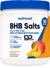 Nutricost bote frontal del mix Durazno Mango mostrando presentación y beneficios