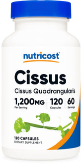Nutricost Cissus frontal del frasco mostrando texto y diseño, claridad y confianza