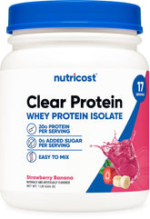 Nutricost frasco frontal mostrando sabor fresa plátano y conveniencia