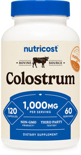 Nutricost frasco frontal mostrando 120 cápsulas y etiquetado claro