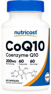 Nutricost CoQ10 frontal del frasco mostrando dosis y cápsulas, confianza y claridad