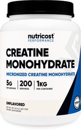 Nutricost envase frontal muestra pureza y cantidad para entrenamiento