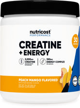 Nutricost creatine energy frasco frontal mostrando etiqueta y beneficios