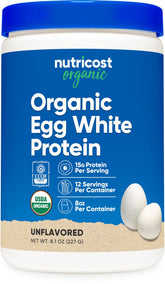 Nutricost envase frontal sin sabor mostrando etiqueta y beneficio proteína limpia