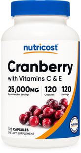 Nutricost frasco delantero del extracto de arándano mostrando etiqueta clara y beneficio práctico