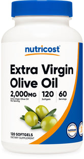 Nutricost frasco frente con softgels, presentación clara y conveniente