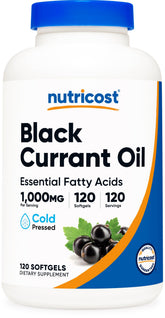 Nutricost frasco frontal de grosella negra mostrando dosis y volumen