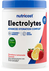 Nutricost frasco frontal Strawberry Lemonade mostrando diseño y 60 servicios