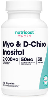 Nutricost frasco frontal mostrando 120 cápsulas y beneficios claros