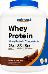 Nutricost frente del envase chocolate, presentación 5lbs y conveniencia
