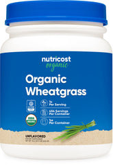 Nutricost frente del envase mostrando el sello orgánico y beneficio de pureza