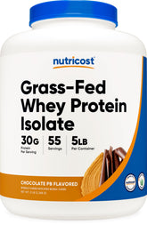 Nutricost envase frontal sabor chocolate cacahuate mostrando tamaño y marca, alta proteína