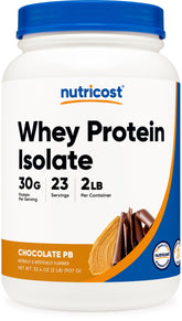 Nutricost envase frontal chocolate peanut butter, presentación clara y atractiva