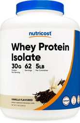 Nutricost envase frontal sabor vainilla mostrando etiqueta y tamaño