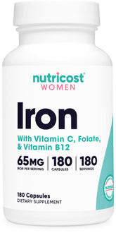 Nutricost botella frontal mostrando 180 cápsulas y ventaja de concentración