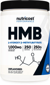 Nutricost HMB frontal del envase mostrando la marca y tamaño