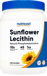 Nutricost lecitina de girasol, envase frontal, práctica presentación