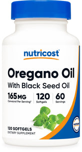 Nutricost frasco frontal mostrando 120 softgels y ventaja de dosificación clara