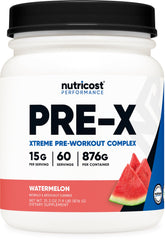 Nutricost bote frontal mostrando marca y beneficio de energía